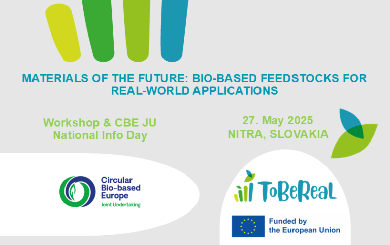 27.5.2025 v Nitre sa bude konať zaujímavý workshop o biomateriáloch, spojený so spoločným podnikom Circular Bio-Based Europe (CBE JU): National Info Day na Slovensku!